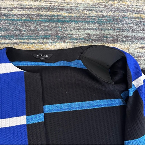 Misook Geometric Pattern Blue Cardigan Sweater Women’s Sz Medium - Picture 3 of 4